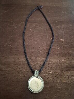 Magnabilities Silver Tone Pendant Black Cord Necklace